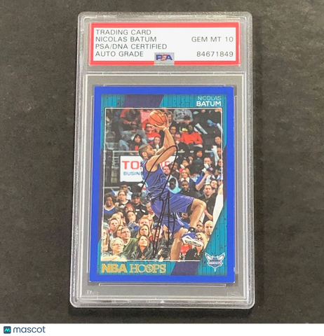 2016-17 NBA Hoops #53 Nicolas Batum Signed Card AUTO Grade 10 PSA Slabbed Hornet