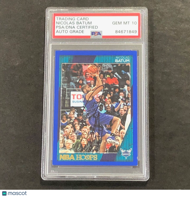 2016-17 NBA Hoops #53 Nicolas Batum Signed Card AUTO Grade 10 PSA Slabbed Hornet