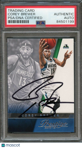 2014-15 Panini Prestige #8 Corey Brewer Signed Card AUTO PSA Slabbed Timberwolve