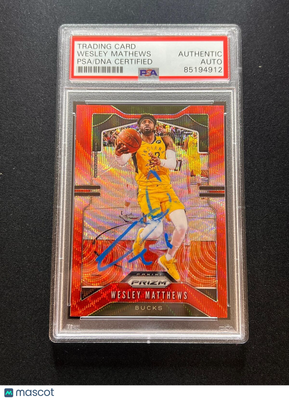 2019-20 Panini Prizm #214 Wesley Matthews Signed Card AUTO PSA Slabbed Bucks