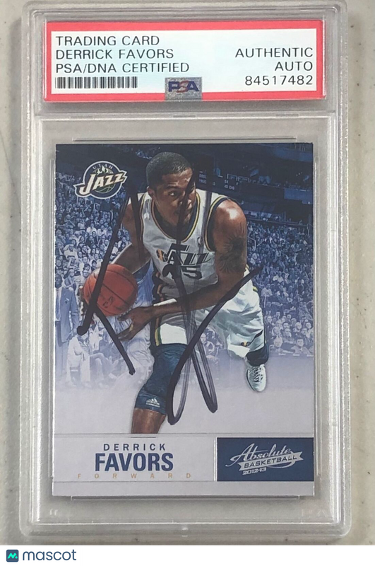 2012-13 Absolute Basketball #18 Derrick Favors Signed Card AUTO PSA Slabbed Jazz