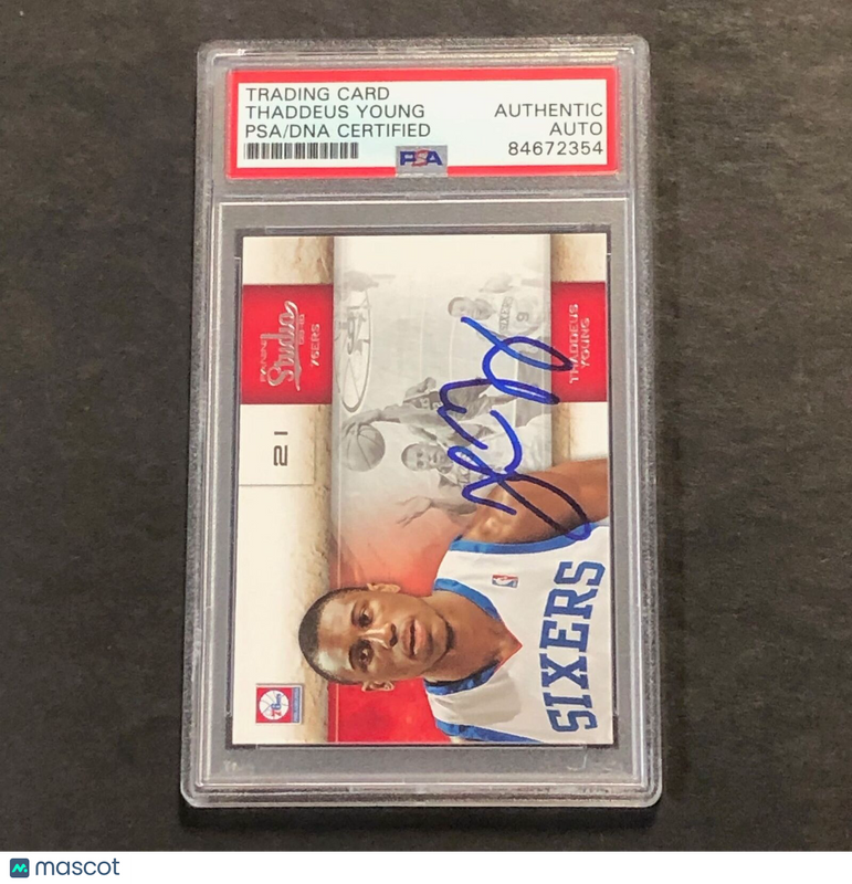 2009-10 Panini Studio #74 Thaddeus Young Signed Card AUTO PSA Slabbed 76ers