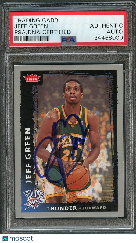 2008-09 Fleer #196 Jeff Green Signed Card AUTO PSA/DNA Slabbed Thunder