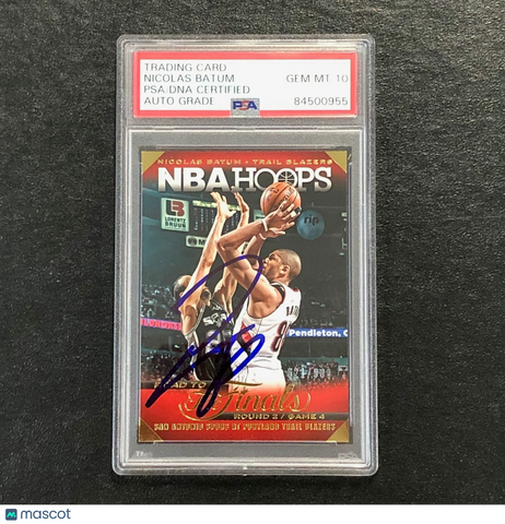 2014 NBA Hoops the Finals #59 Nicolas Batum Signed Card AUTO 10 PSA Slabbed Blaz