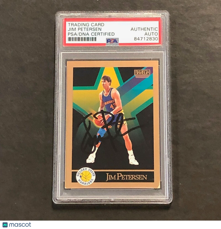 1989-90 NBA Skybox #99 Jim Petersen Signed Card PSA Slabbed Warriors