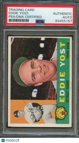 1960 Topps #245 Eddie Yost Signed Card PSA Slabbed Auto Tigers