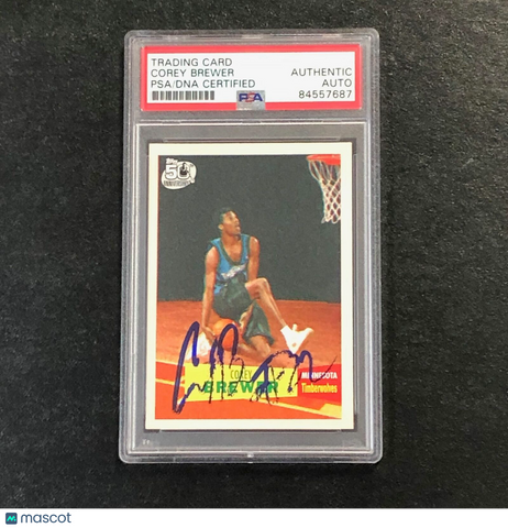 2007-08 Topps 50th Anniversary #117 Corey Brewer  Signed Card Auto PSA Slabbed Timberwolves