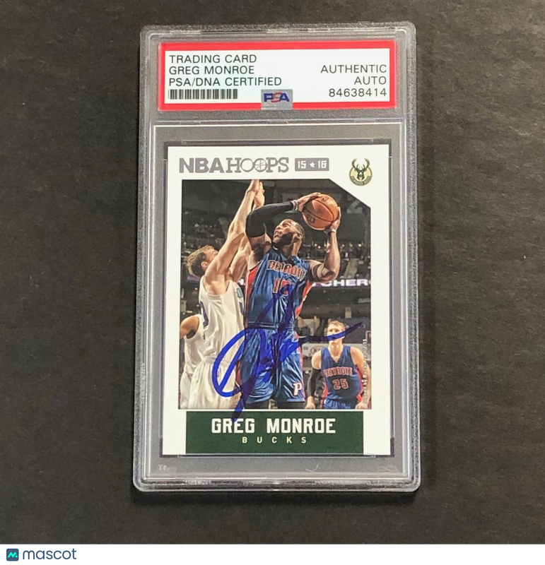 2015-16 NBA Hoops #111 Greg Monroe Signed Card AUTO PSA/DNA Slabbed Bucks