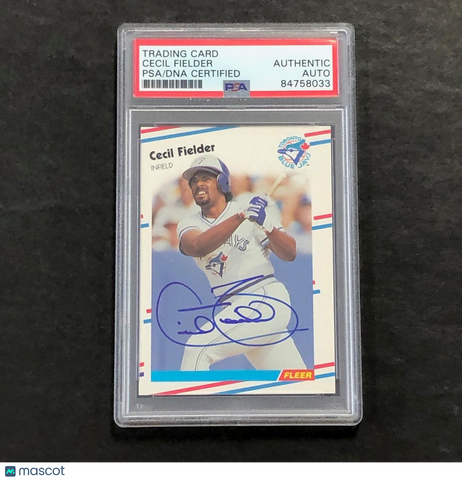 1988 Fleer #110 Cecil Fielder Signed Card Auto PSA Slabbed Jays
