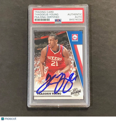 2010-11 Panini Season Update #26 Thaddeus Young Signed Card AUTO PSA Slabbed 76e