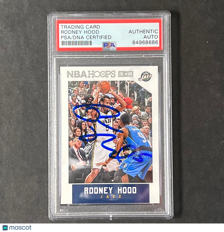 2015-16 NBA Hoops #98 Rodney Hood Signed Card AUTO PSA Slabbed Jazz