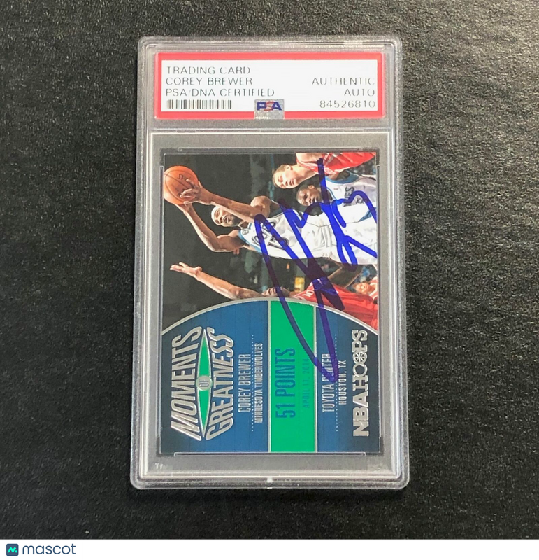 2014-15 NBA Hoops Moments of Greatness #19 Corey Brewer Signed Card AUTO PSA Sla