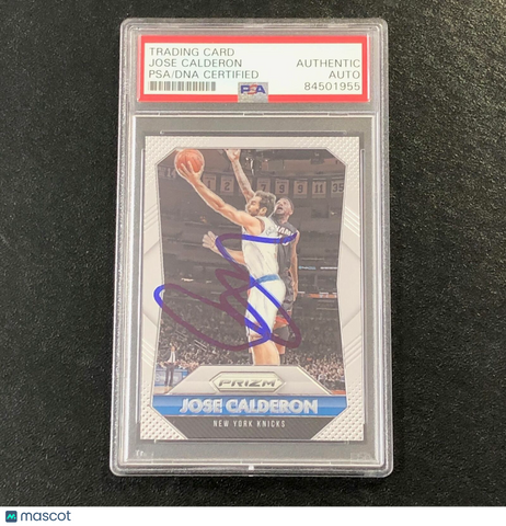 2015-16 Panini Prizm #76 Jose Calderon Signed Card AUTO PSA Slabbed Knicks