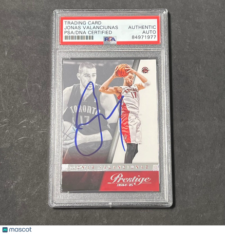 2014-15 Panini Prestige #152 Jonas Valanciunas Signed Card AUTO PSA Slabbed Rapt