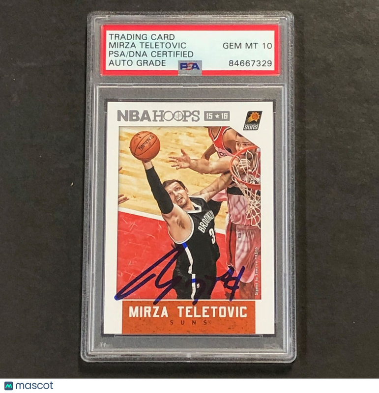 2015-16 NBA Hoops #36 Mirza Teletovic Signed Card AUTO 10 PSA Slabbed Suns