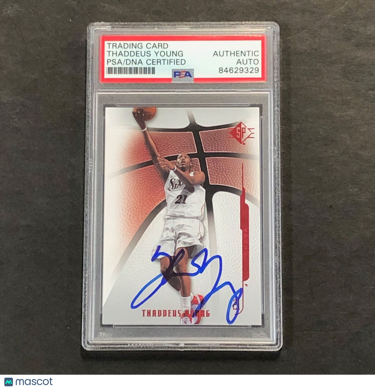 2008-09 SP Authentic #51 Thaddeus Young Signed Card AUTO PSA Slabbed 76ers