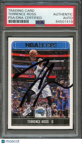 2017-18 NBA Hoops #121 Terrence Ross Signed Card AUTO PSA Slabbed Magic