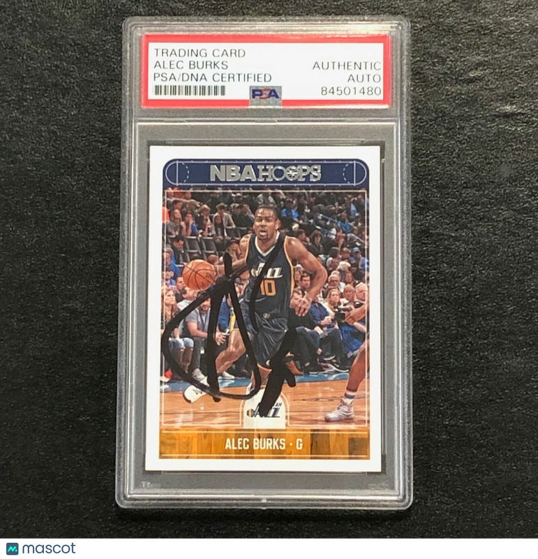 2017-18 NBA Hoops #87 Alec Burks Signed Card AUTO PSA Slabbed Jazz