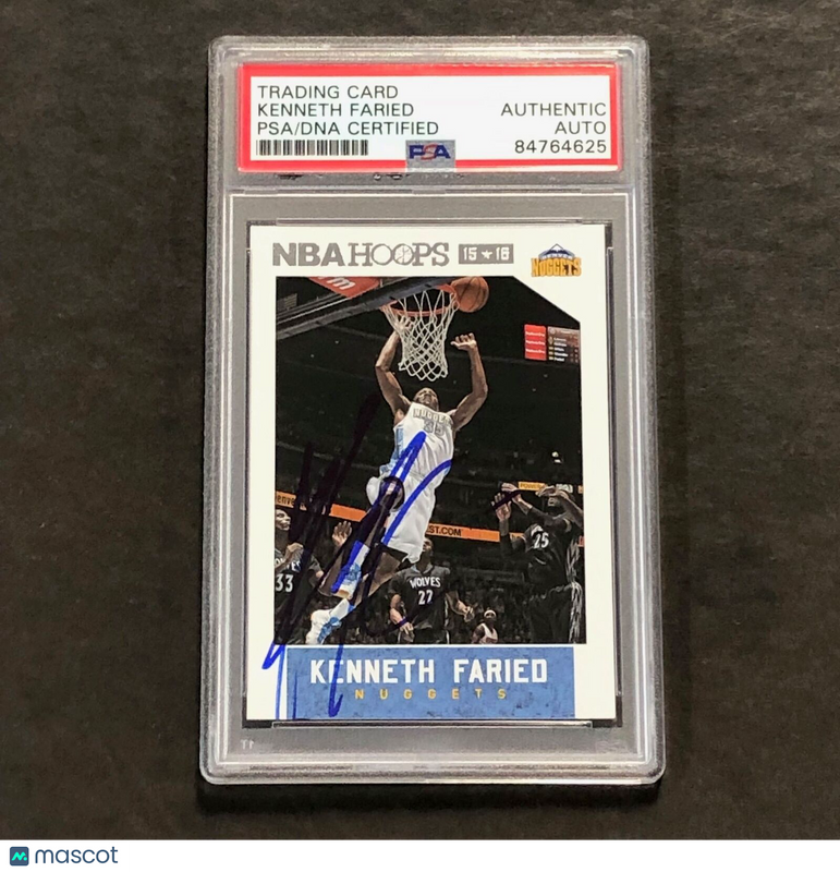 2015-16 NBA HOOPS #62 Kenneth Faried Signed AUTO PSA Slabbed Nuggets