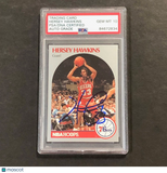 1990-91 NBA Hoops #229 Hersey Hawkins Signed Card AUTO 10 PSA Slabbed 76ers