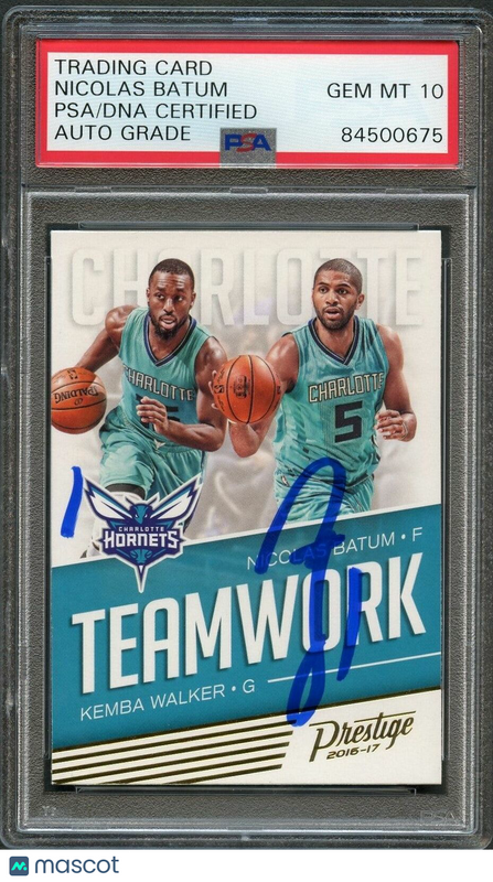 2016-17 Prestige Teamwork #10 Nicolas Batum Signed Card AUTO 10 PSA Slabbed Horn
