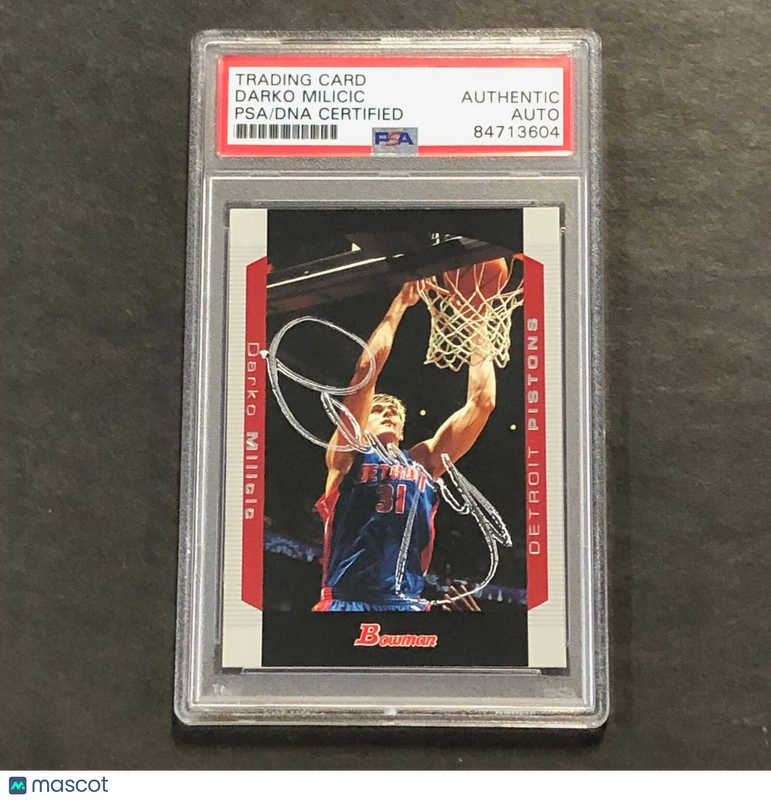 2004-05 Bowman #66 Darko Milicic Signed Card AUTO PSA Slabbed Pistons