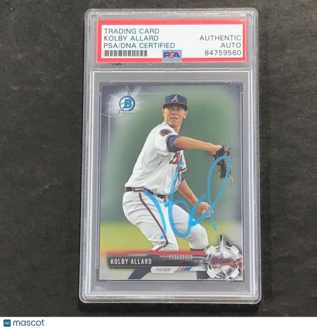 2017 Topps Bowman Chrome Prospects #BCP47 Kolby Allard Signed Card Auto PSA Slabbed Oakland