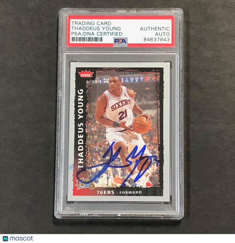 2008-09 NBA Fleer #48 Thaddeus Young Signed Card AUTO PSA Slabbed 76ers