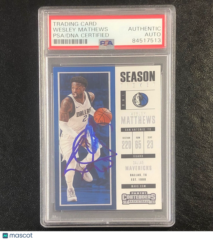 2017-18 Contenders Season Ticket #75 Wesley Matthews Signed Card AUTO PSA Slabbe