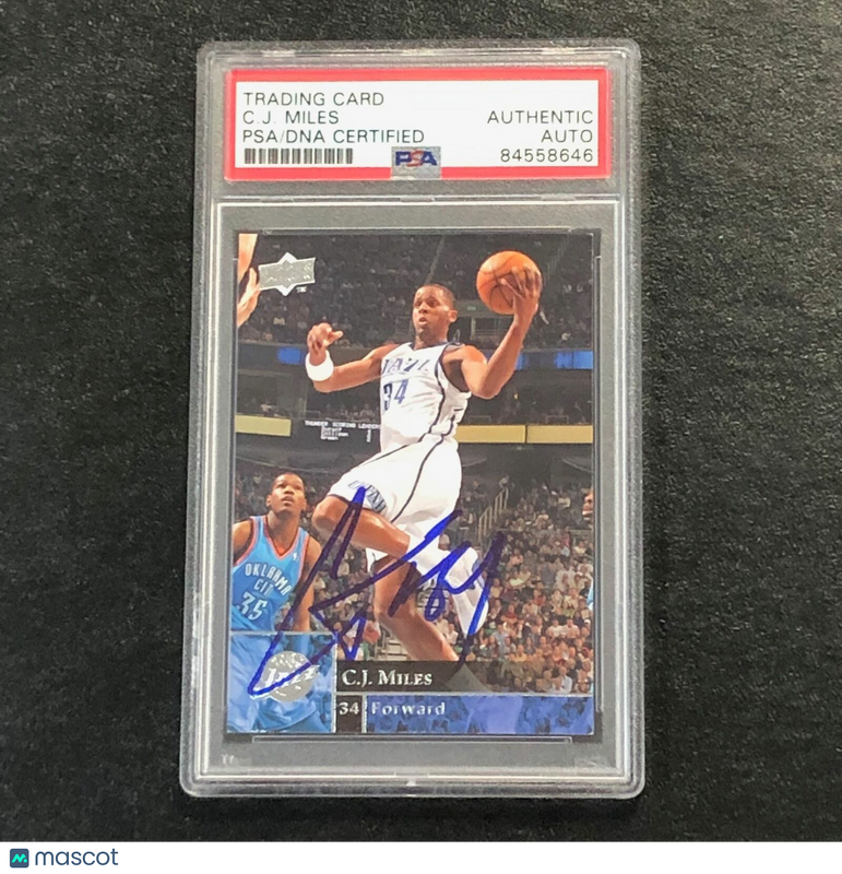 2009-10 Upper Deck Basketball #190 C.J. Miles Signed Card PSA Slabbed Jazz