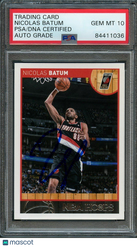 2013-14 NBA Hoops #126 Nicolas Batum Signed Card AUTO 10 PSA Slabbed Blazers