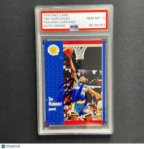 1991 Fleer #65 Tim Hardaway Signed Card AUTO PSA Slabbed Warriors