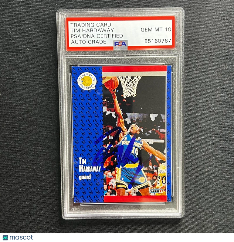 1991 Fleer #65 Tim Hardaway Signed Card AUTO PSA Slabbed Warriors