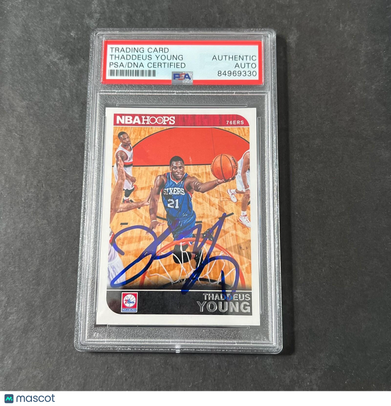 2014-15 Panini NBA Hoops #84 Thaddeus Young Signed Card AUTO PSA/DNA Slabbed Six