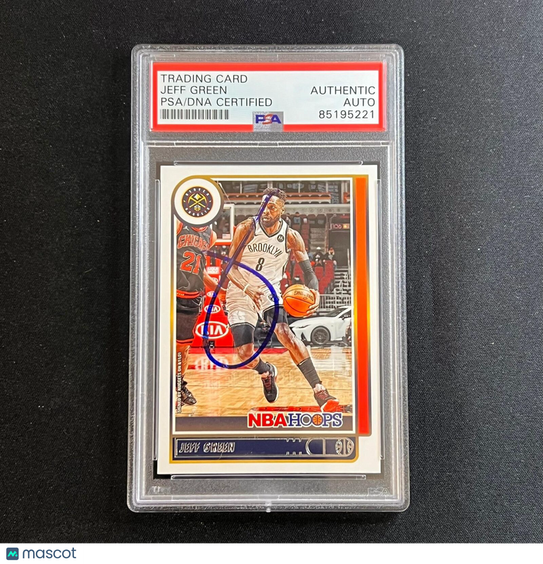 2021-22 Panini NBA Hoops #117 Jeff Green Signed Card AUTO PSA/DNA Slabbed Nets