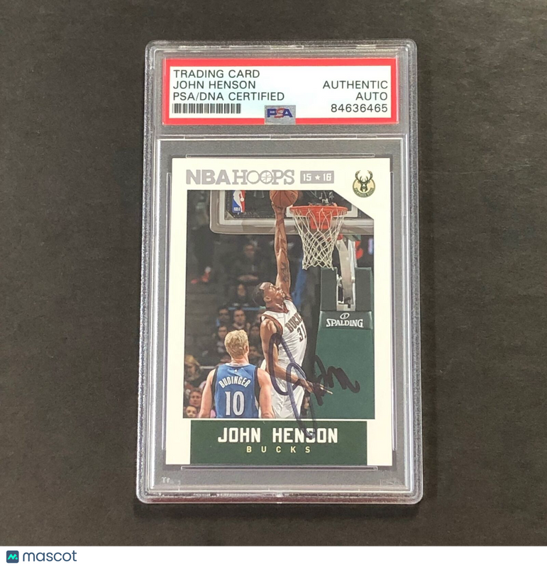 2015-16 NBA Hoops #193 John Henson Signed Card AUTO PSA Slabbed Bucks