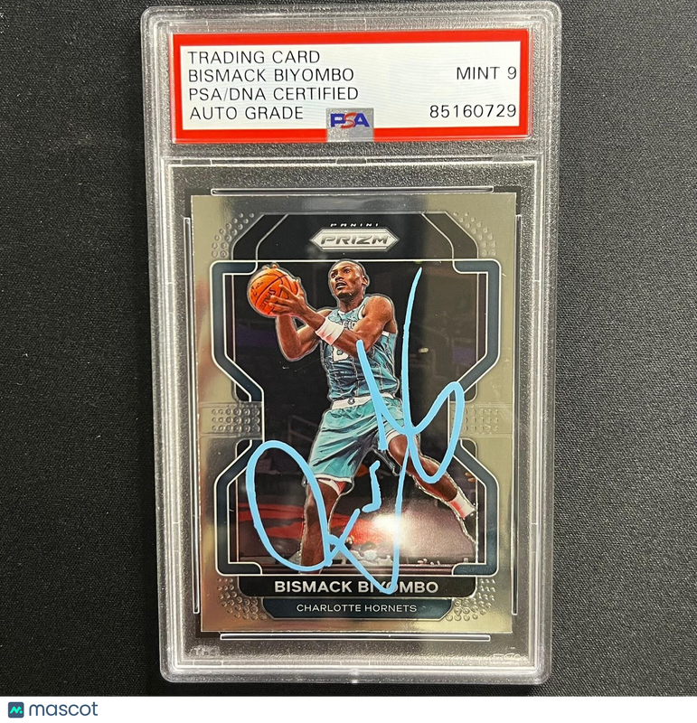 2021-22 Panini Prizm #195 Bismack Biyombo Signed Card Mint 9 PSA Slabbed Hornets