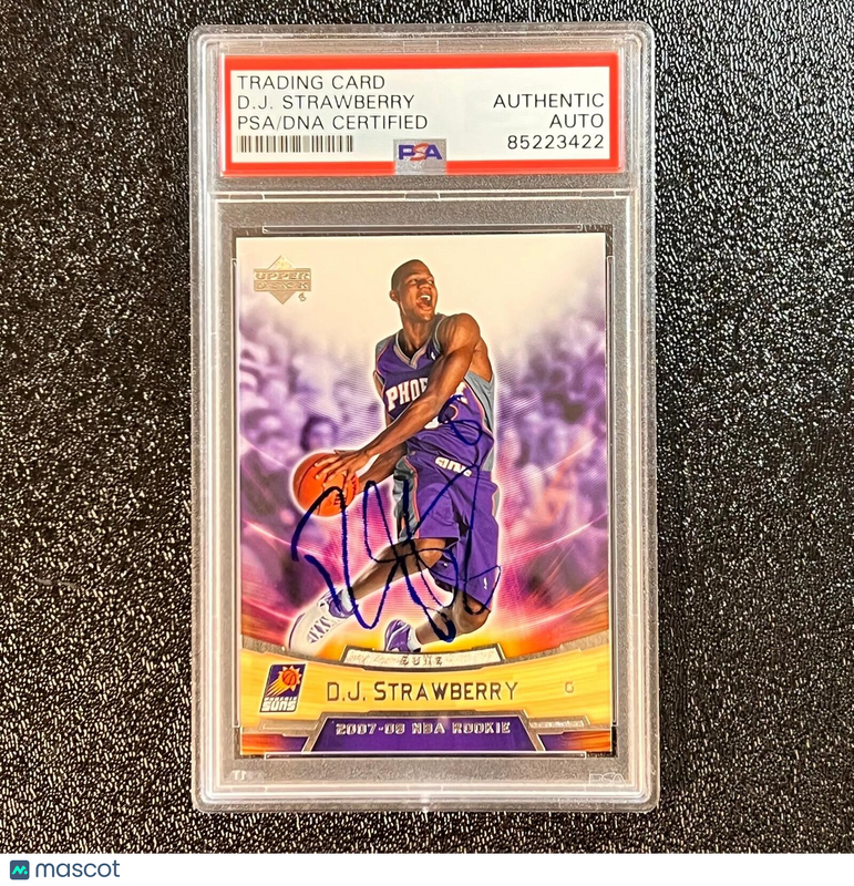 2007-08 Upper Deck NBA Rookie #22 D.J. Strawberry Signed Card AUTO PSA Slabbed S