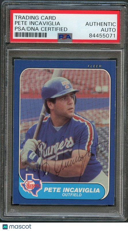 1986 Fleer Update #U-53 Pete Incaviglia Signed Card AUTO PSA Slabbed Rangers