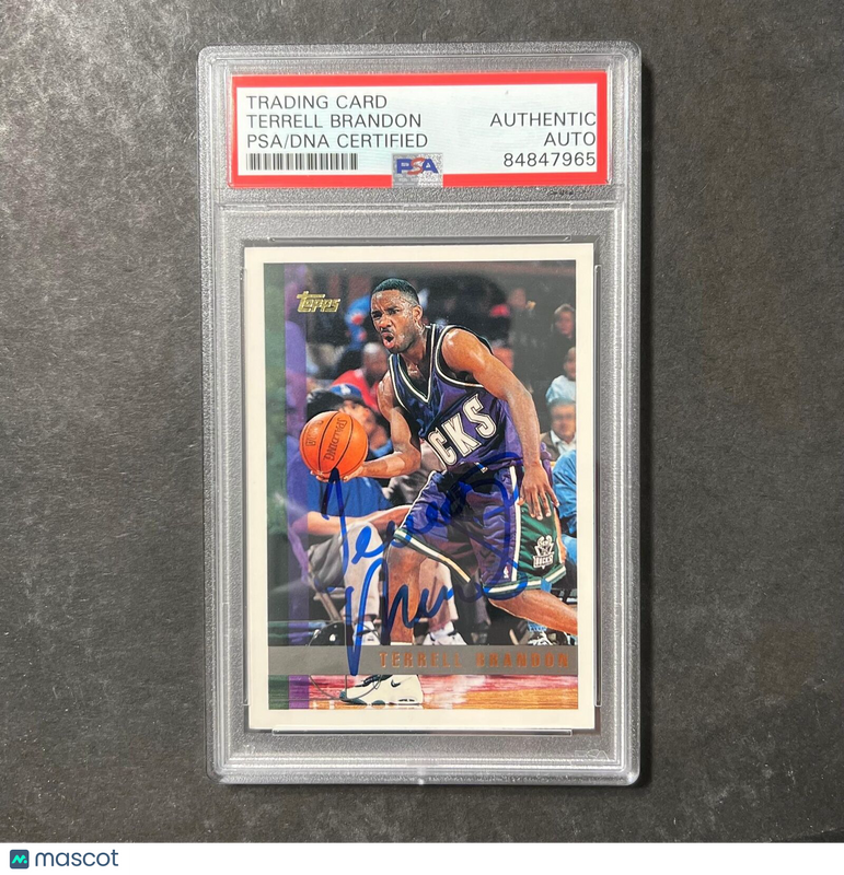 1997 Topps #113 Terrell Brandon Signed Card AUTO PSA/DNA Slabbed Bucks