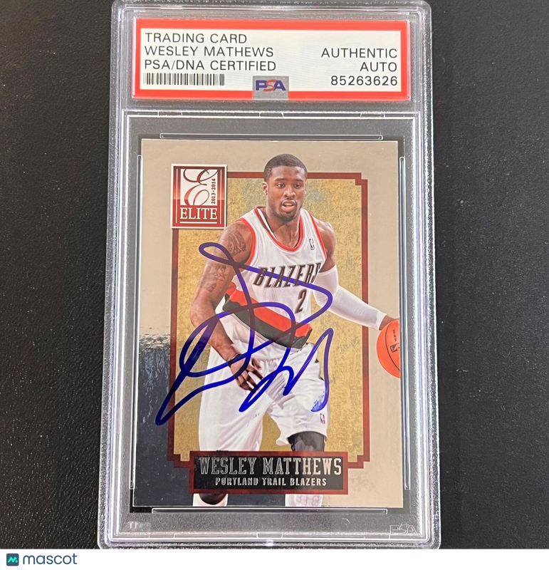 2013-14 Panini Elite #103 Wesley Matthews Signed Card AUTO PSA Slabbed Trail Bla