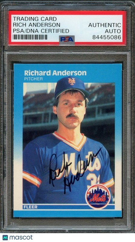 1987 Fleer #2 Richard Anderson Signed Card PSA Slabbed Auto Mets