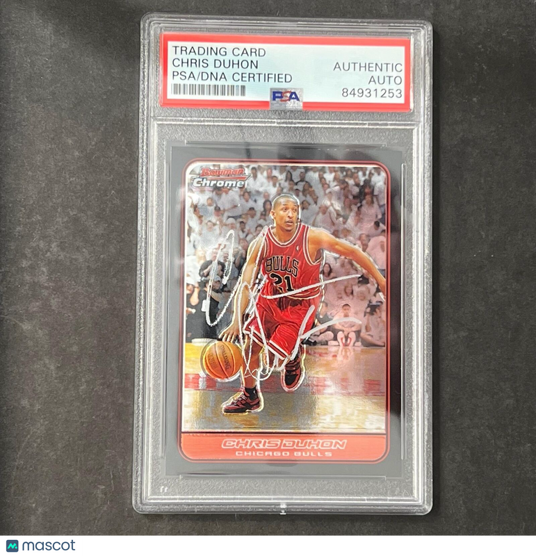 2005 Topps Bowman Chrome #66 Chris Duhon Signed Card PSA Slabbed Bulls
