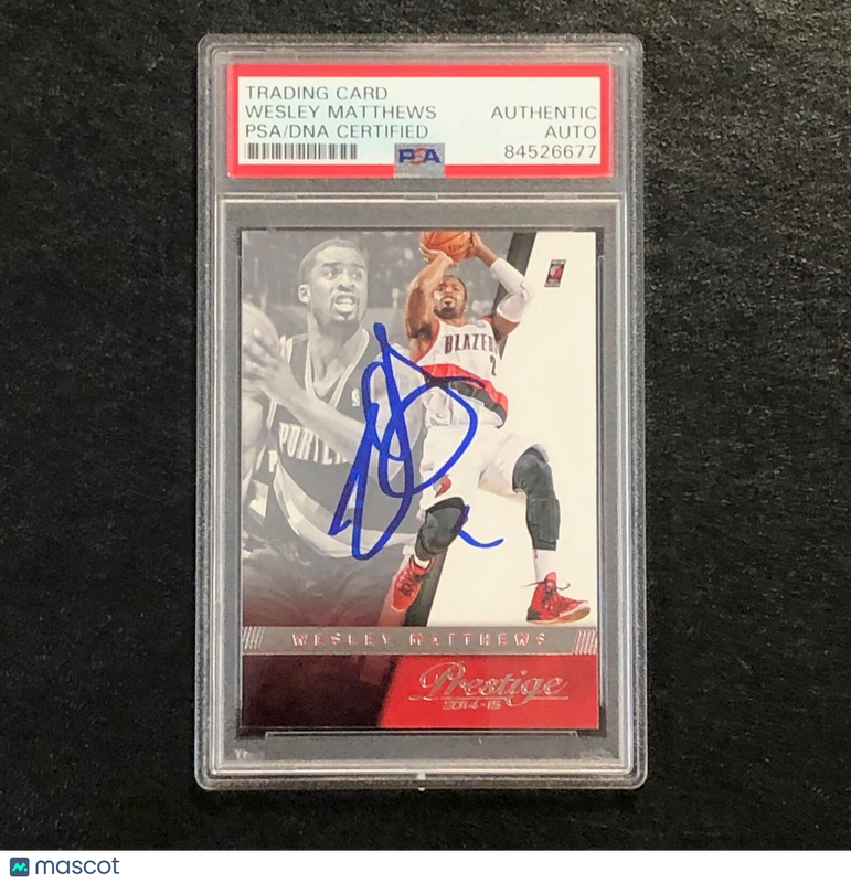 2014-15 Panini Prestige #143 Wesley Matthews Signed Card AUTO PSA Slabbed Trail