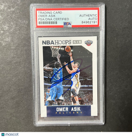 2015-16 Panini Hoops #156 Omer Asik Signed Card AUTO PSA/DNA Slabbed Pelicans