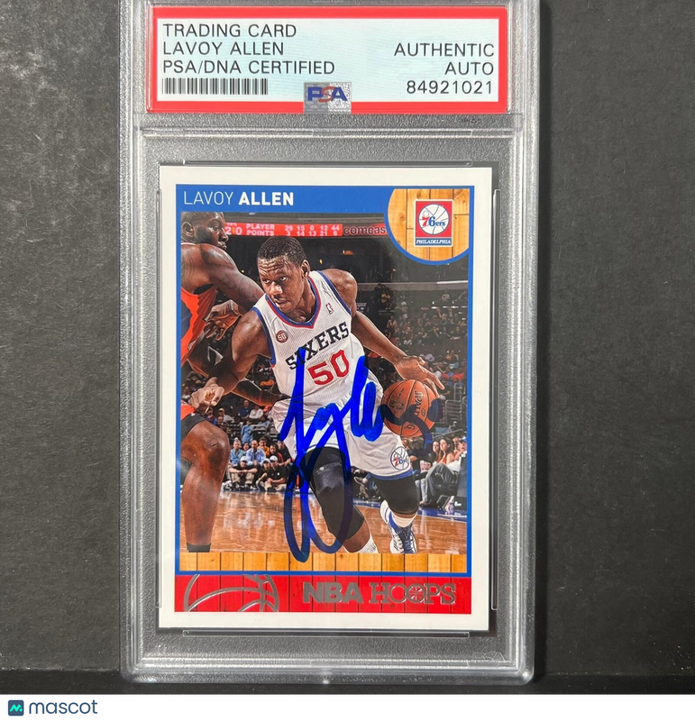 2013-14 PANINI Hoops #8 LAVOY ALLEN Signed Card AUTO PSA Slabbed 76ers