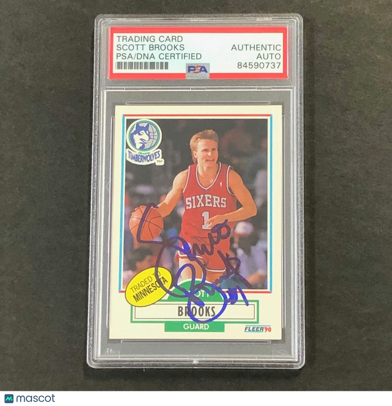 1990-91 Fleer #140 Scott Brooks Signed Card AUTO PSA Slabbed Timberwolves