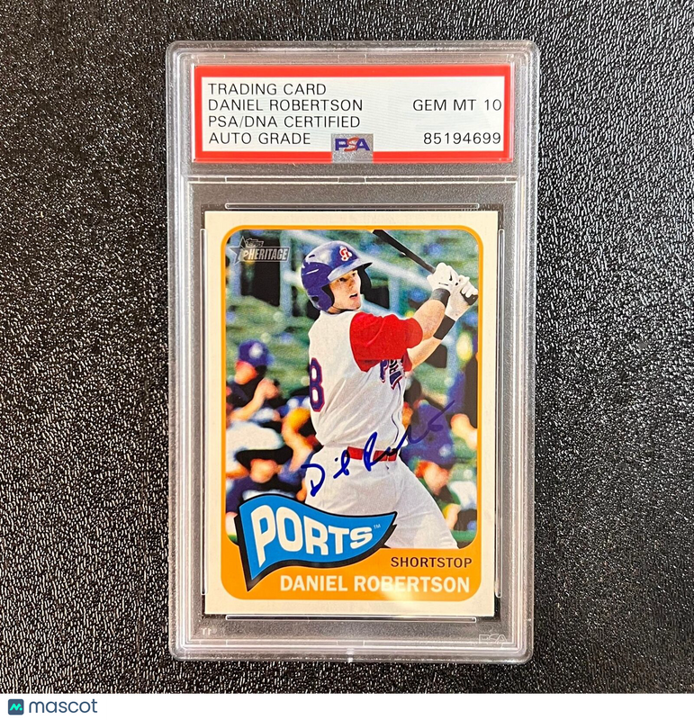 2014 Topps Heritage #71 Daniel Robertson Signed Card PSA Auto 10 Slabbed Athleti