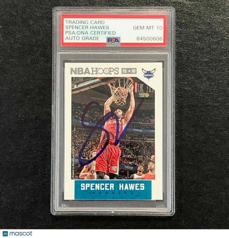 2015-16 NBA Hoops #238 Spencer Hawes Signed Card AUTO 10 PSA/DNA Slabbed Hornets