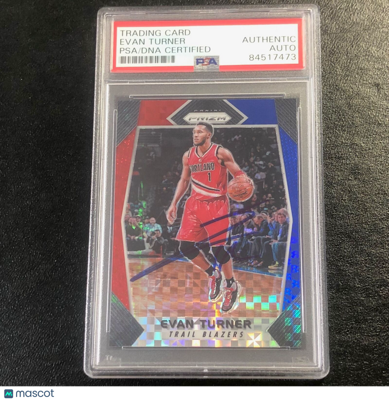 2017-18 Panini Prizm #148 Evan Turner Signed Card AUTO PSA Slabbed Trailblazers